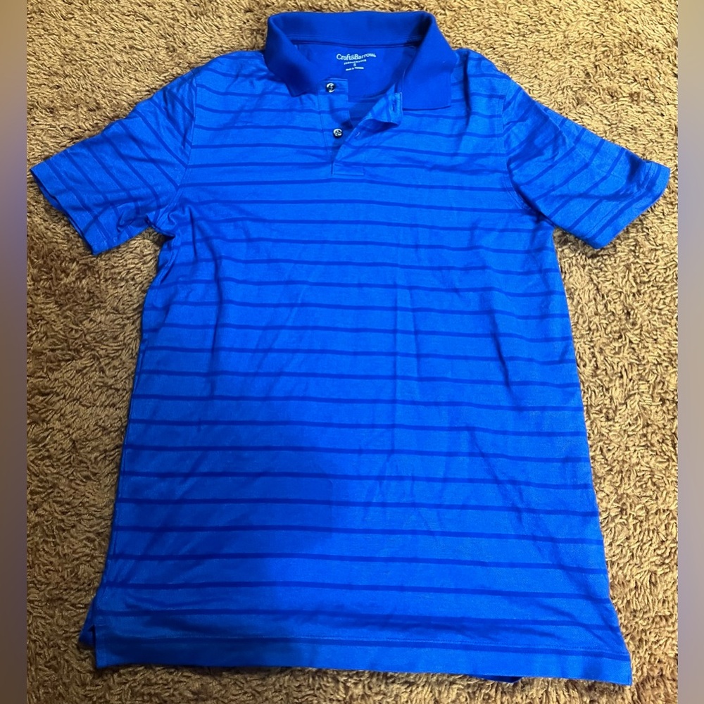Blue Striped Polo Mens Small Croft&Barrow